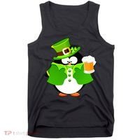 St. Patrack's Day Funny Penguin Drinking Beer Tank Top thumb 0