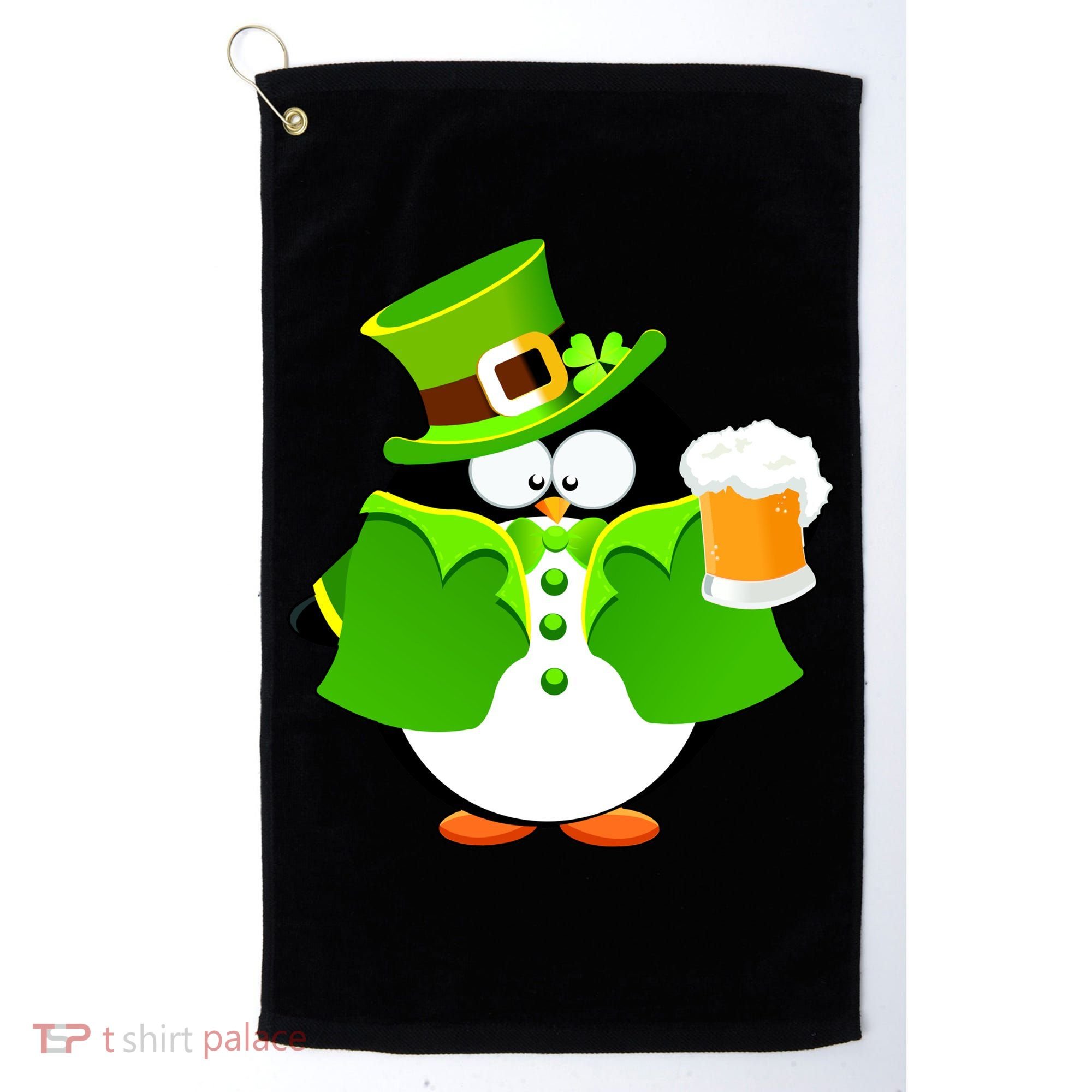 St. Patrack's Day Funny Penguin Drinking Beer Golf Towel