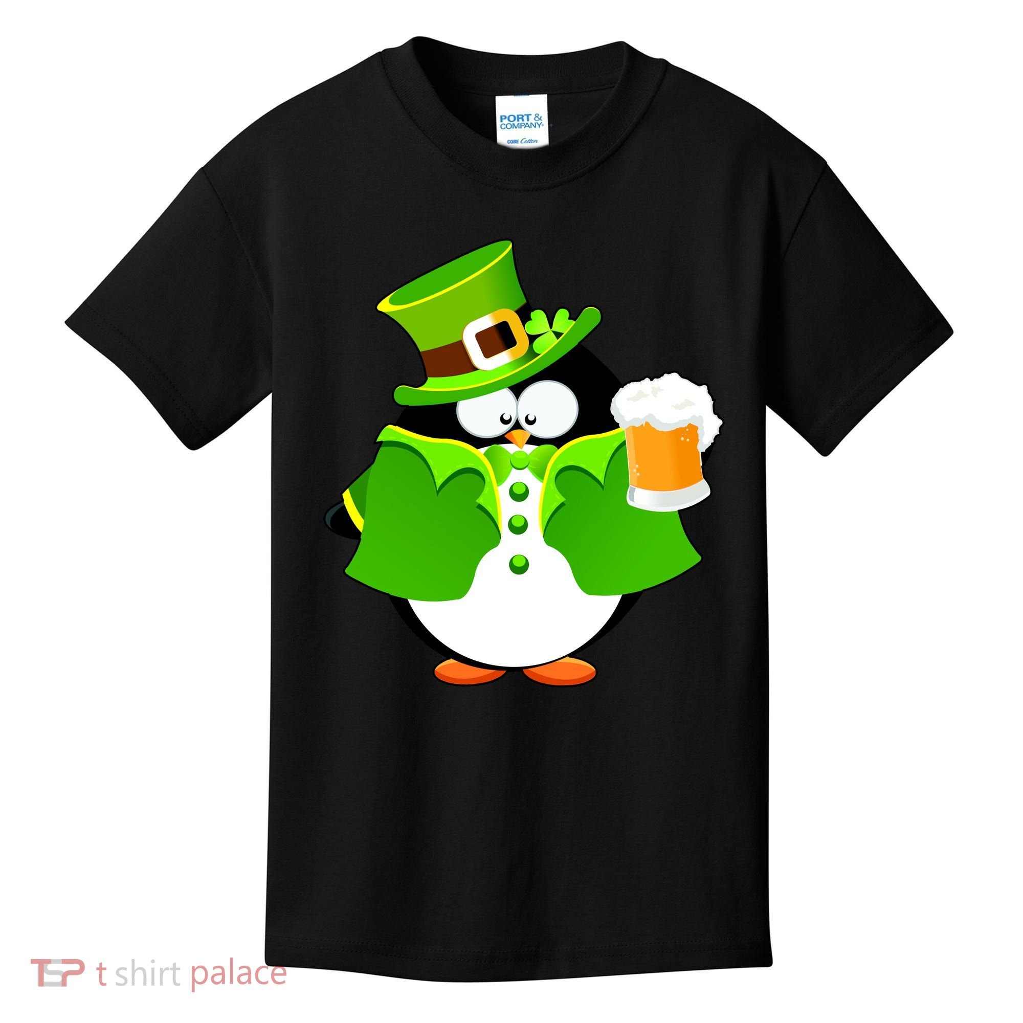 St. Patrack's Day Funny Penguin Drinking Beer Kids T-Shirt