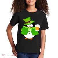 St. Patrack's Day Funny Penguin Drinking Beer Kids T-Shirt thumb 2