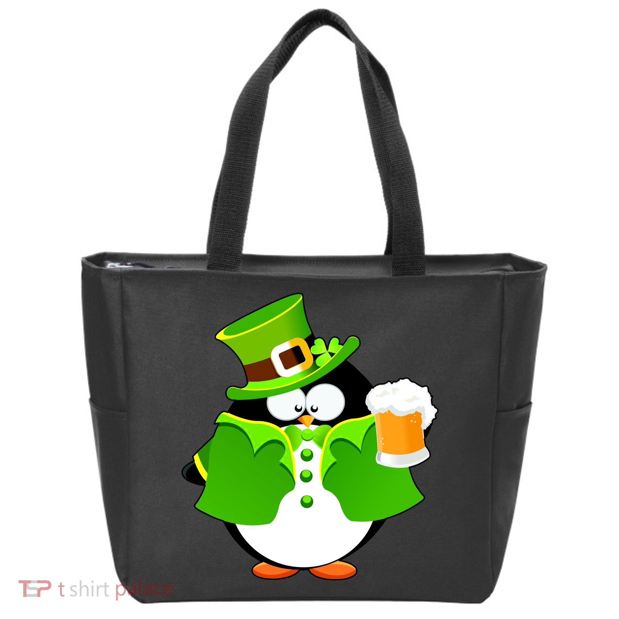 St. Patrack's Day Funny Penguin Drinking Beer Tote Bag