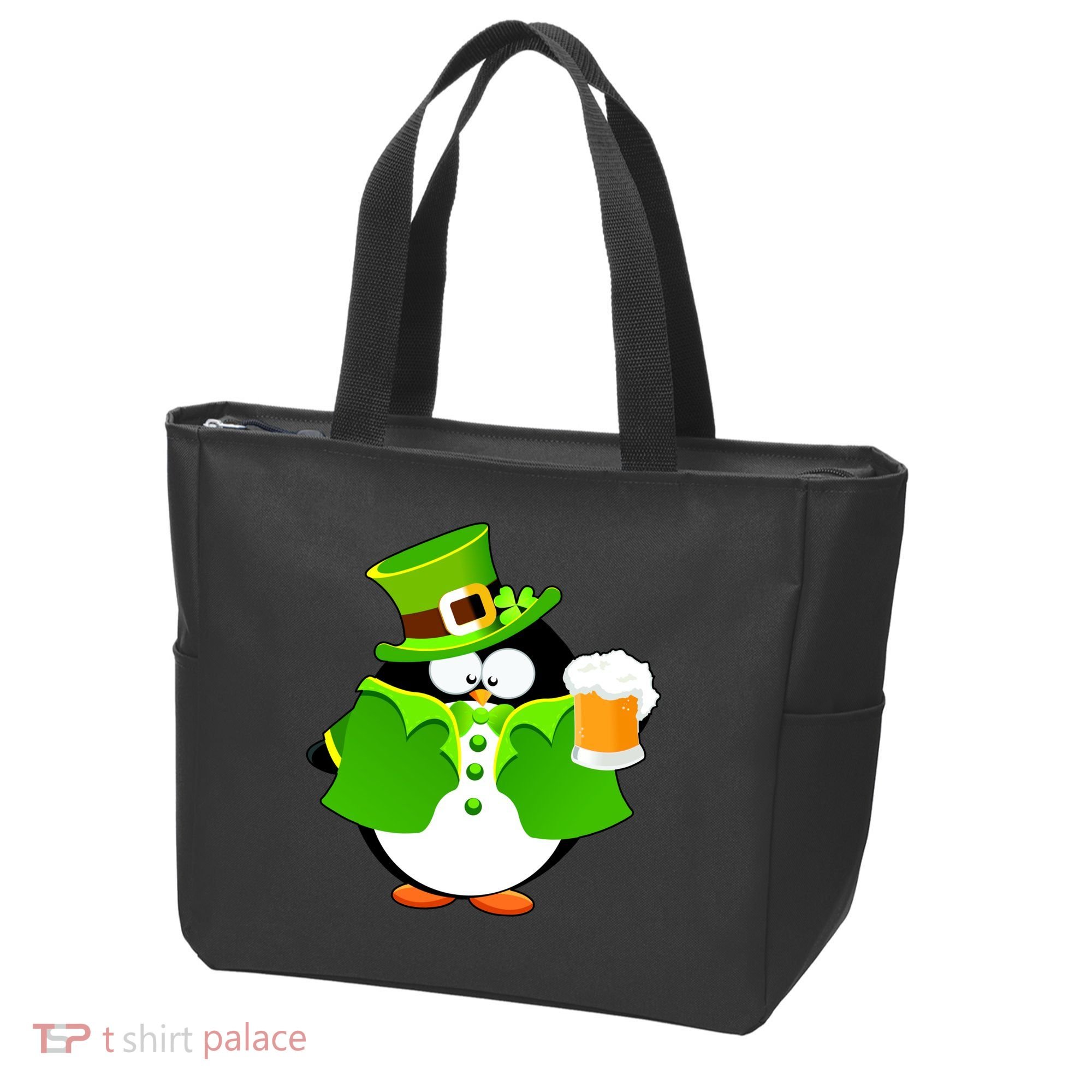 St. Patrack's Day Funny Penguin Drinking Beer Tote Bag