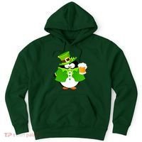 St. Patrack's Day Funny Penguin Drinking Beer Hoodie thumb 0