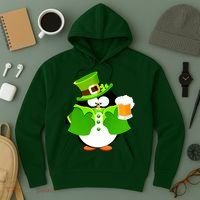 St. Patrack's Day Funny Penguin Drinking Beer Hoodie thumb 3