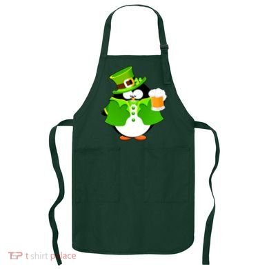 St. Patrack's Day Funny Penguin Drinking Beer Apron