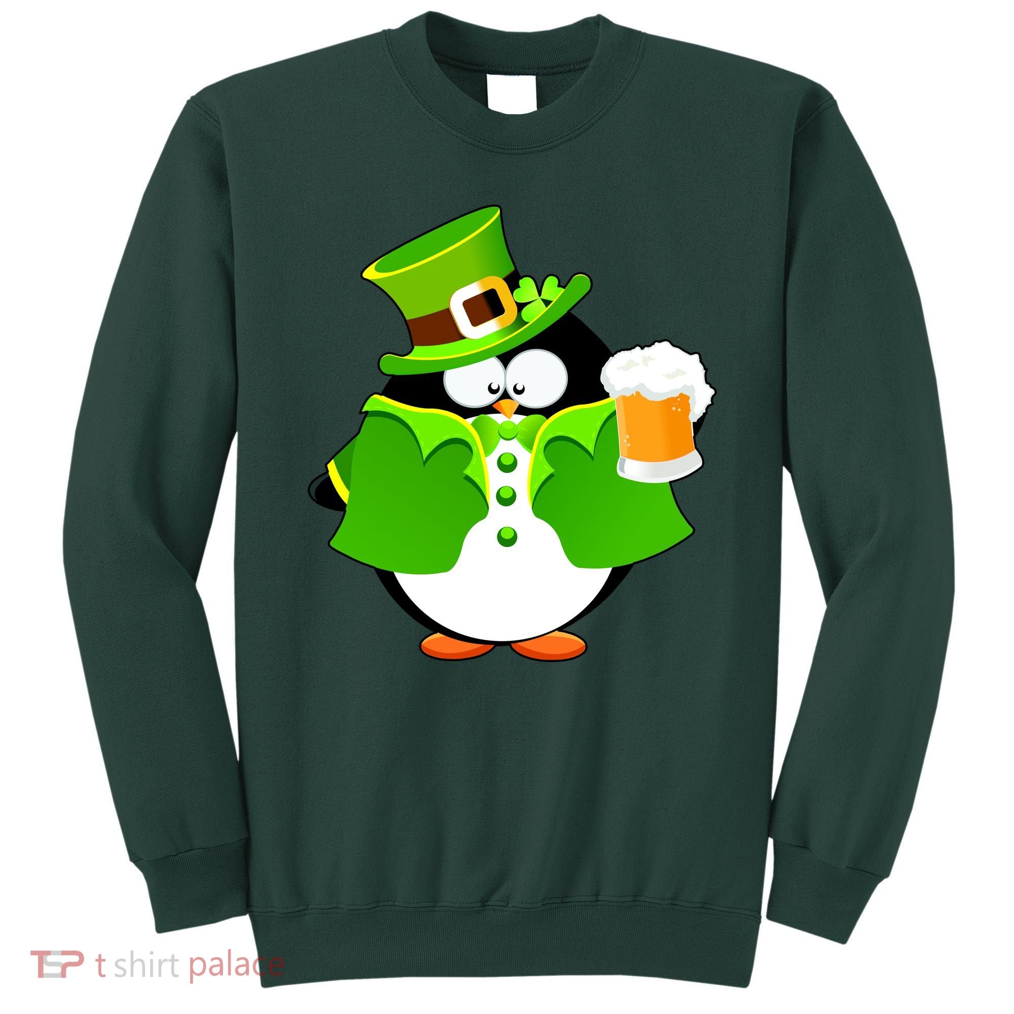 St. Patrack's Day Funny Penguin Drinking Beer Sweatshirt