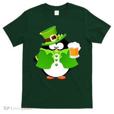 St. Patrack's Day Funny Penguin Drinking Beer T-Shirt