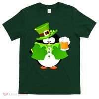 St. Patrack's Day Funny Penguin Drinking Beer T-Shirt thumb 0