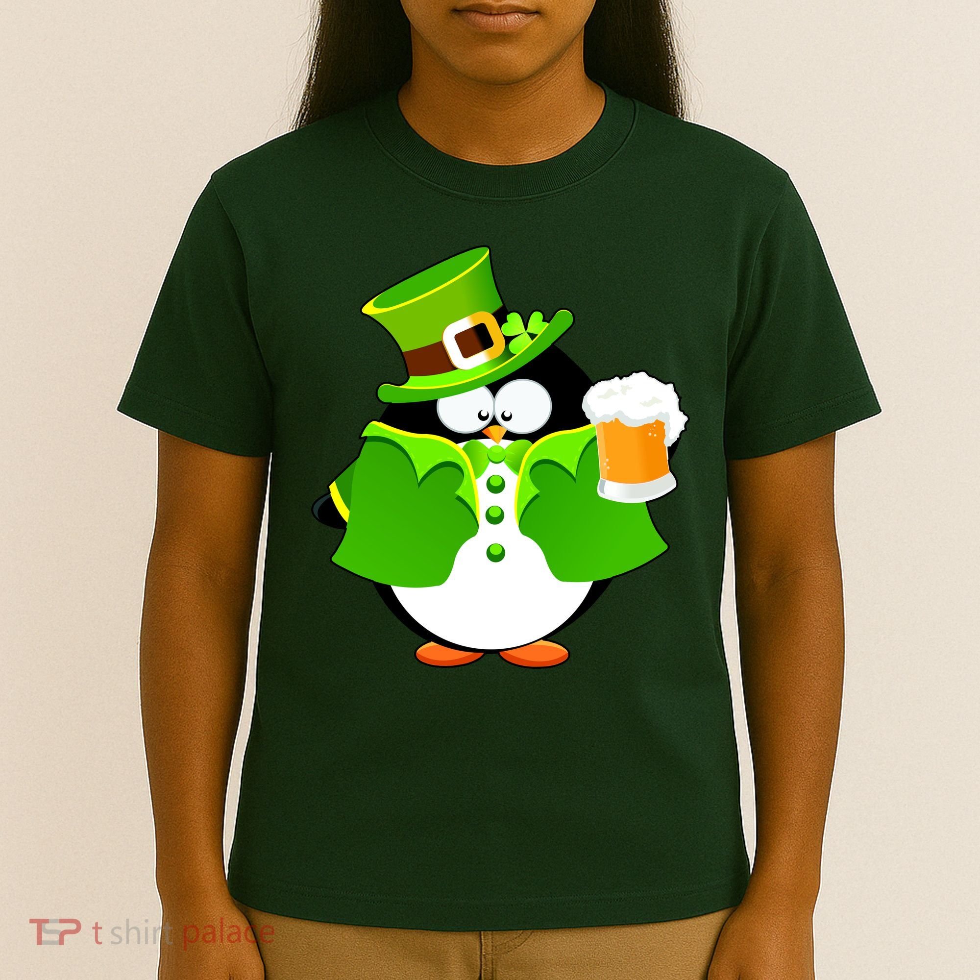 St. Patrack's Day Funny Penguin Drinking Beer T-Shirt