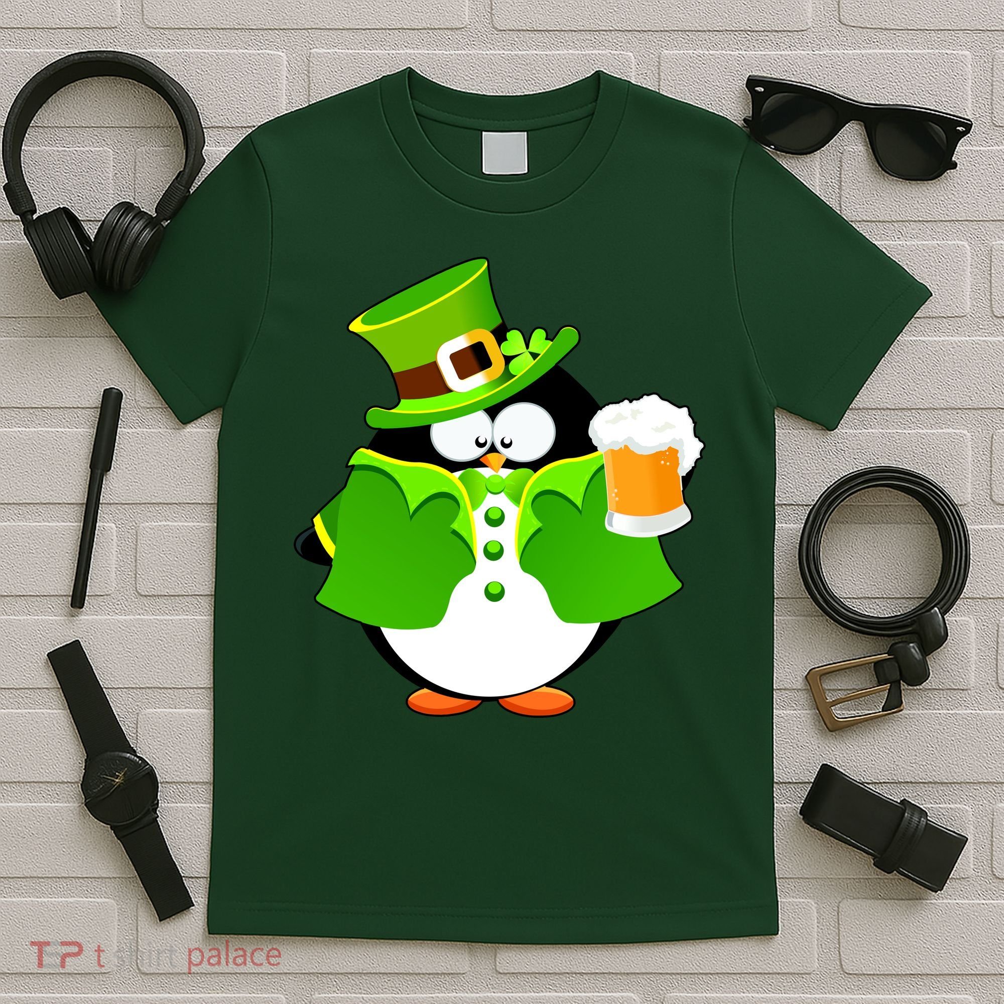 St. Patrack's Day Funny Penguin Drinking Beer T-Shirt