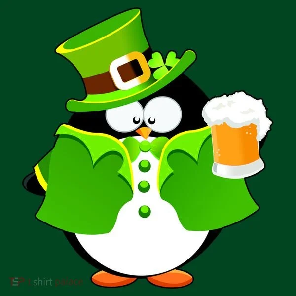 St. Patrack's Day Funny Penguin Drinking Beer T-Shirt