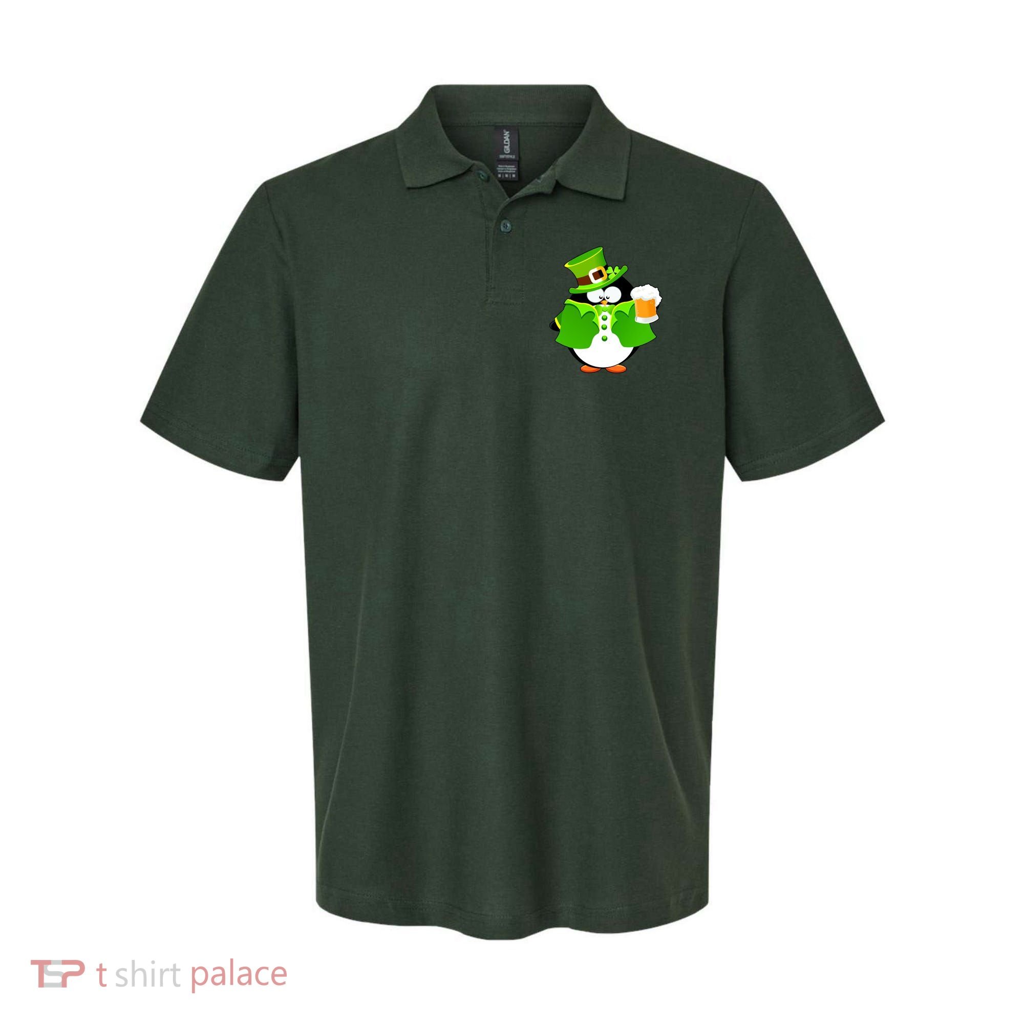 St. Patrack's Day Funny Penguin Drinking Beer Polo