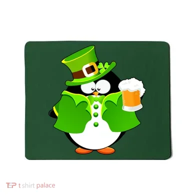St. Patrack's Day Funny Penguin Drinking Beer Mousepad