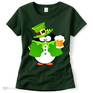 St. Patrack's Day Funny Penguin Drinking Beer Women's T-Shirt
