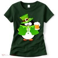 St. Patrack's Day Funny Penguin Drinking Beer Women's T-Shirt thumb 0
