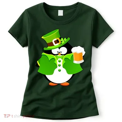 St. Patrack's Day Funny Penguin Drinking Beer Women's T-Shirt