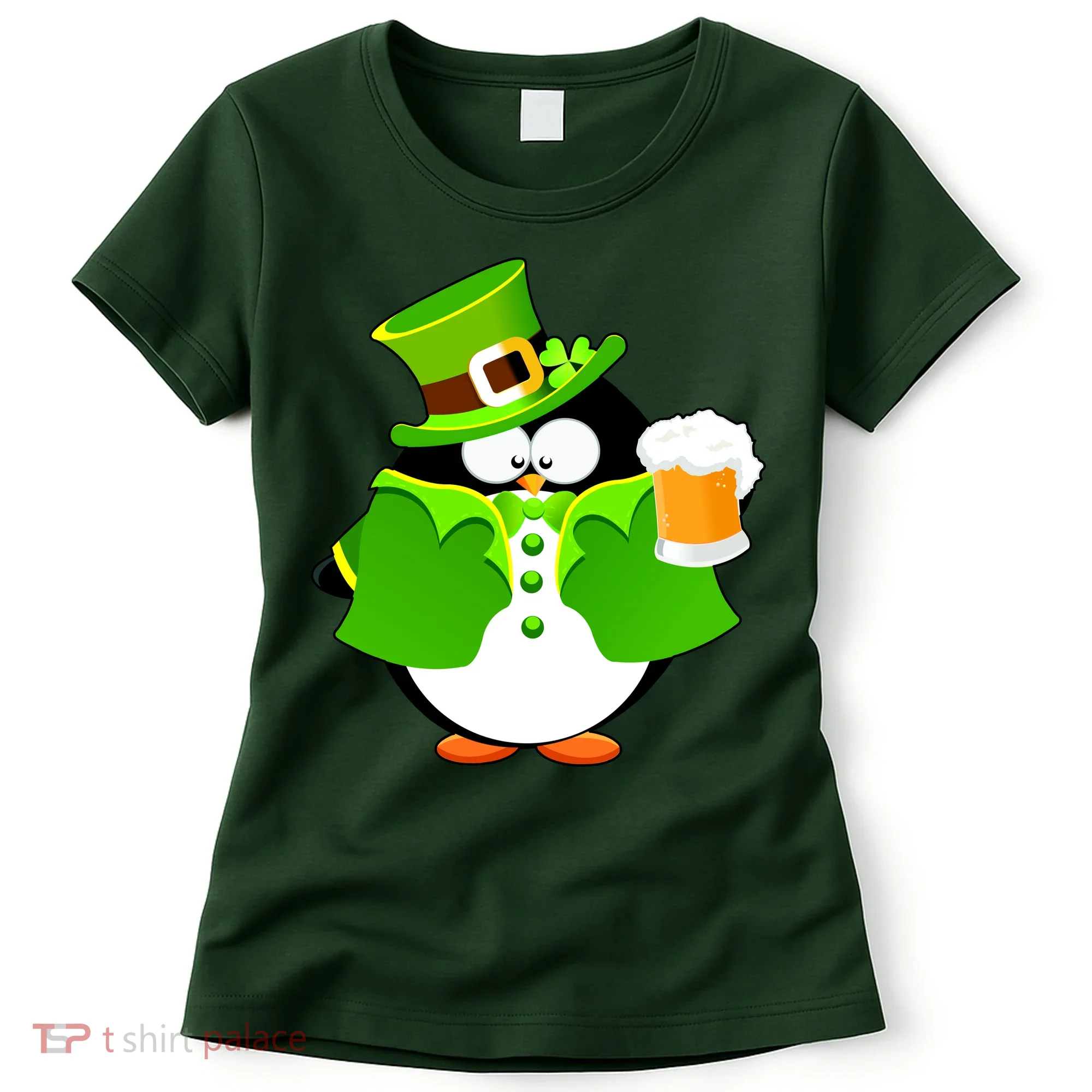 St. Patrack's Day Funny Penguin Drinking Beer Women's T-Shirt
