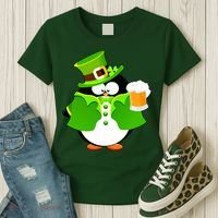 St. Patrack's Day Funny Penguin Drinking Beer Women's T-Shirt thumb 3