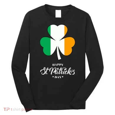 St. Patrick Day Irish Clover Flag Long Sleeve Shirt