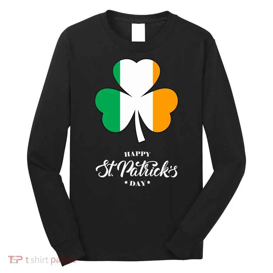 St. Patrick Day Irish Clover Flag Long Sleeve Shirt