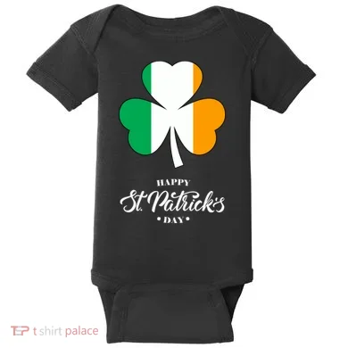 St. Patrick Day Irish Clover Flag Baby Bodysuit
