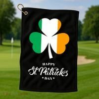 St. Patrick Day Irish Clover Flag Golf Towel thumb 1