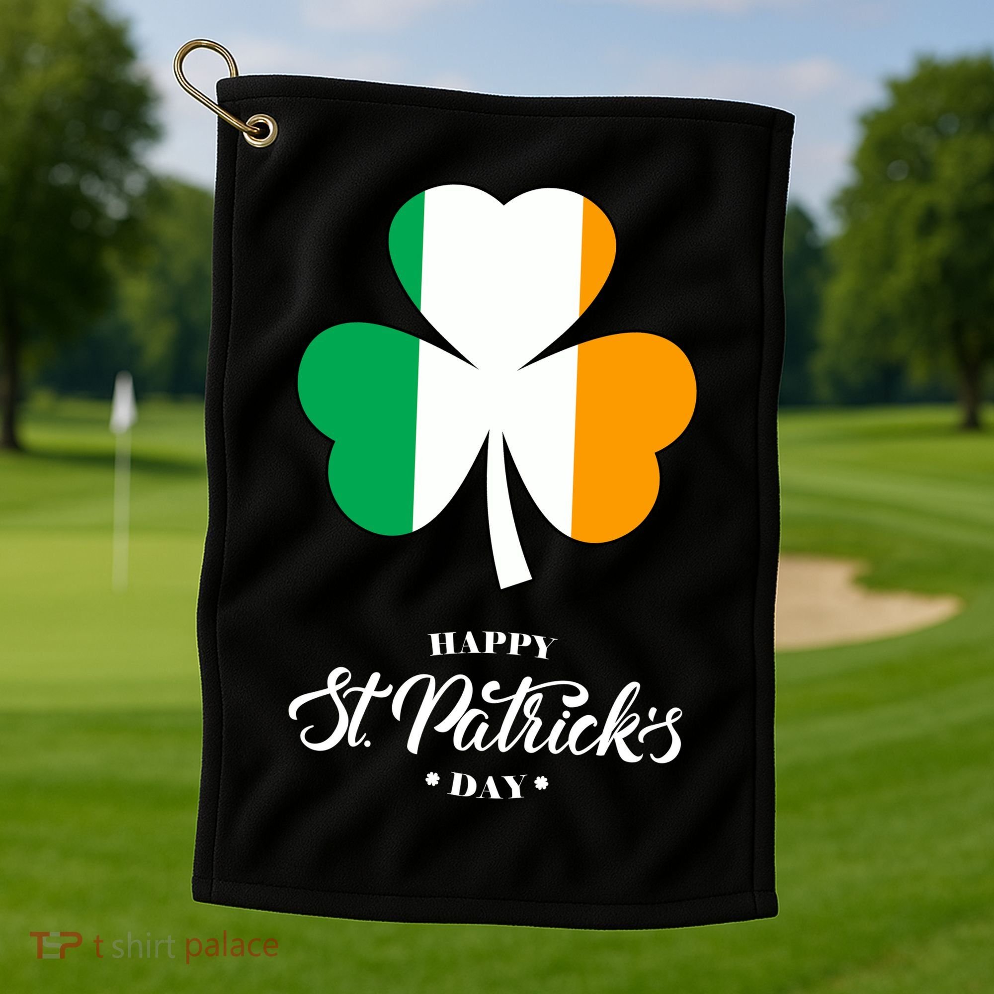 St. Patrick Day Irish Clover Flag Golf Towel