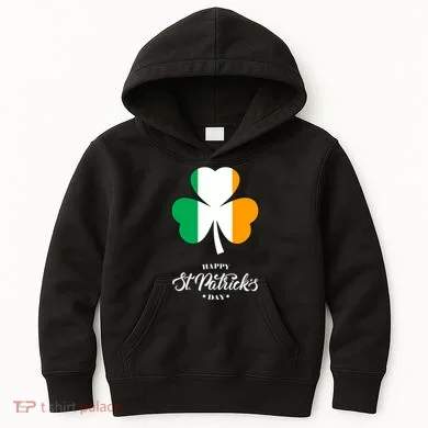 St. Patrick Day Irish Clover Flag Kids Hoodie