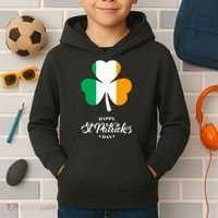 St. Patrick Day Irish Clover Flag Kids Hoodie thumb 2