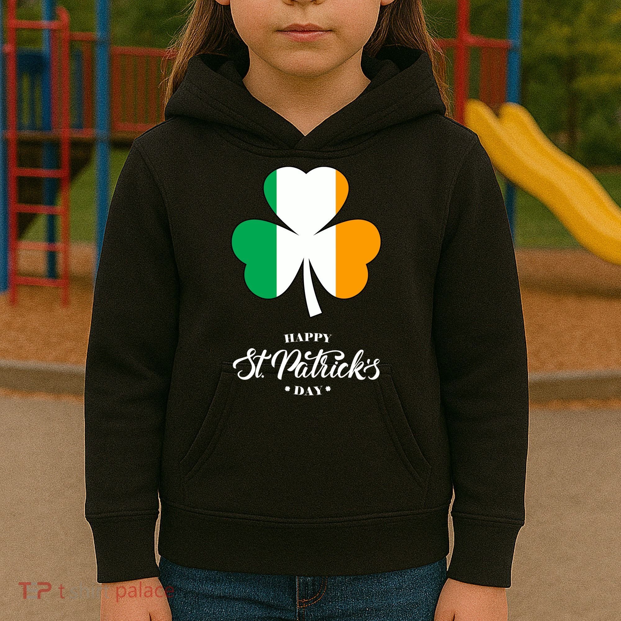 St. Patrick Day Irish Clover Flag Kids Hoodie