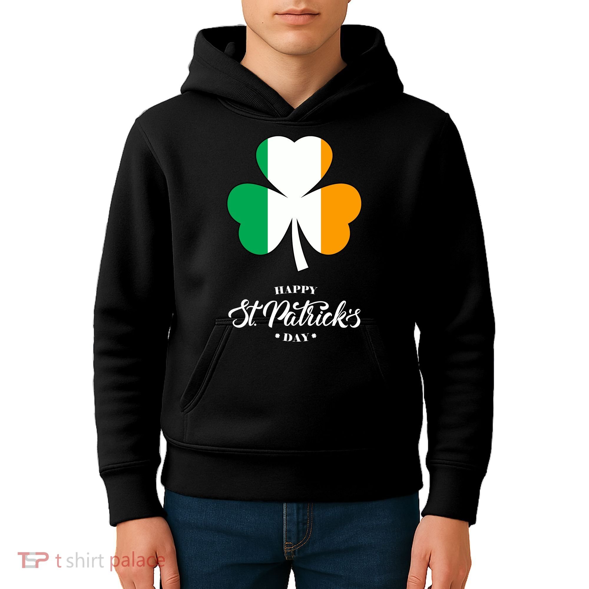 St. Patrick Day Irish Clover Flag Kids Hoodie
