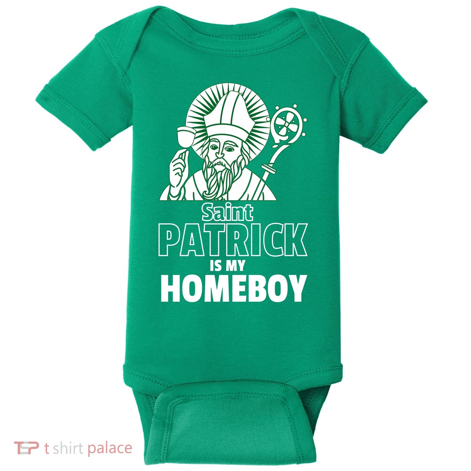 St. Patrick Is My Homeboy Funny Irish Baby Bodysuit