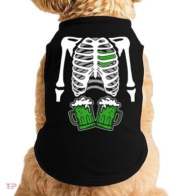 St. Patrick's Day Beer Rib Cage Skeleton Doggie Tank