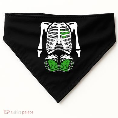 St. Patrick's Day Beer Rib Cage Skeleton USA-Made Doggie Bandana