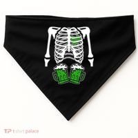 St. Patrick's Day Beer Rib Cage Skeleton USA-Made Doggie Bandana thumb 0