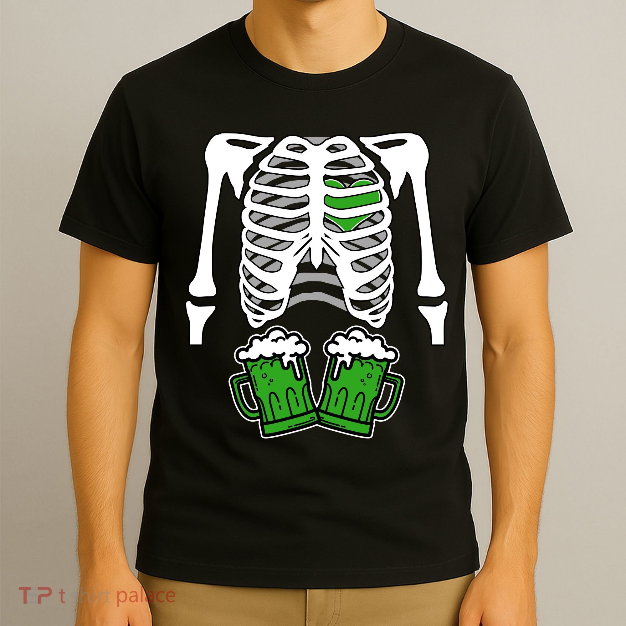 St. Patrick's Day Beer Rib Cage Skeleton T-Shirt