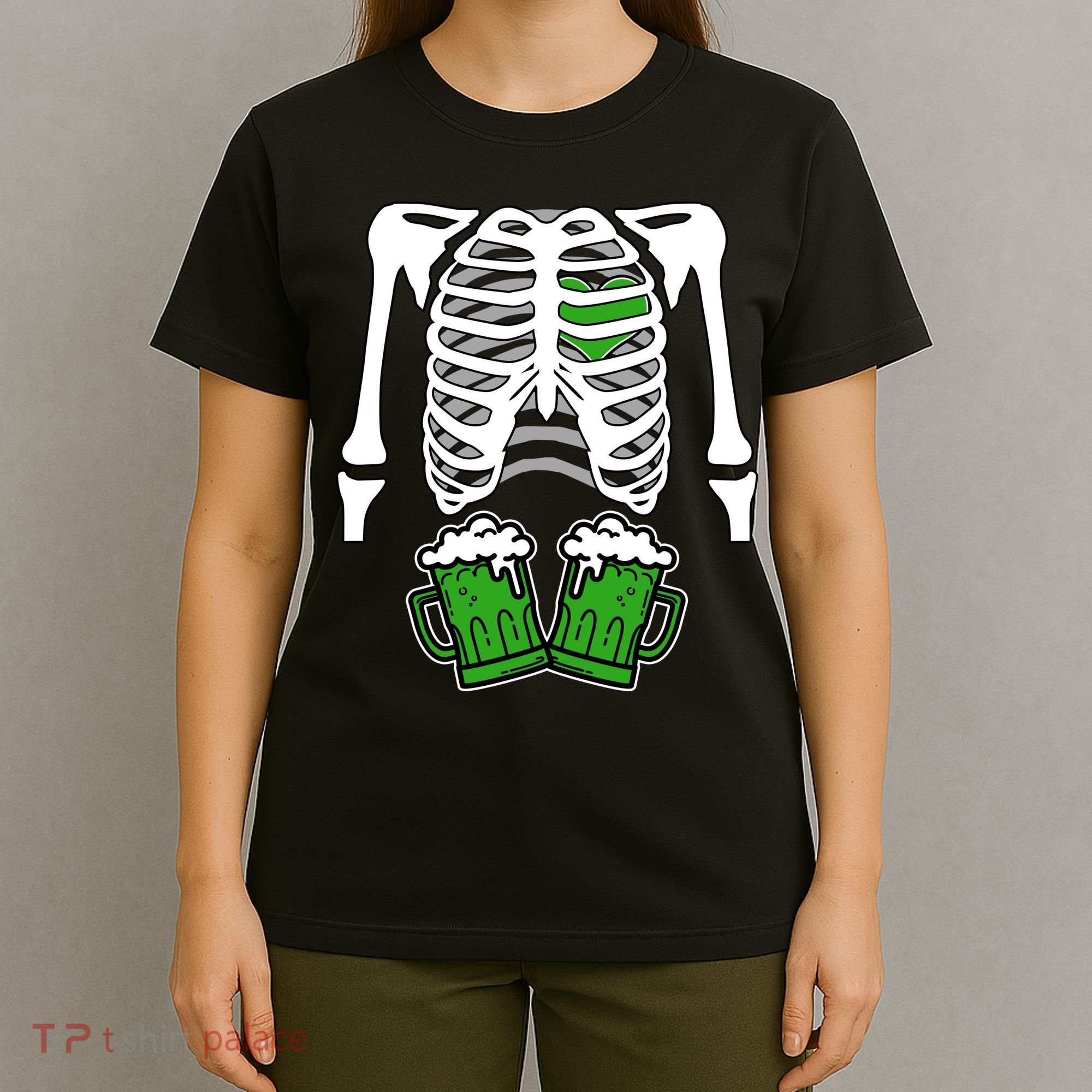 St. Patrick's Day Beer Rib Cage Skeleton T-Shirt