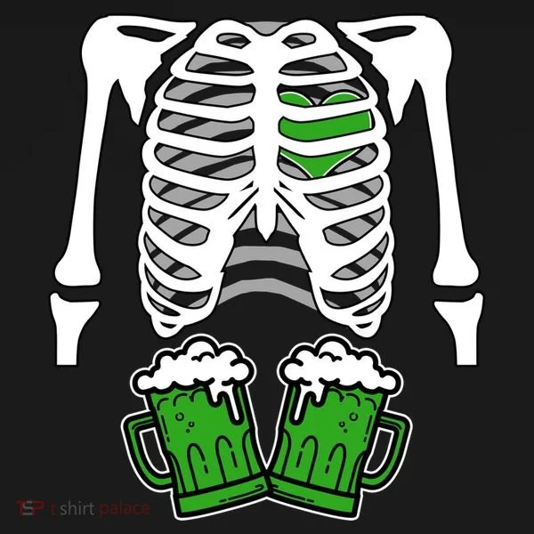 St. Patrick's Day Beer Rib Cage Skeleton Bucket Hat