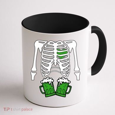 St. Patrick's Day Beer Rib Cage Skeleton Coffee Mug back