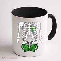 St. Patrick's Day Beer Rib Cage Skeleton Coffee Mug thumb 1