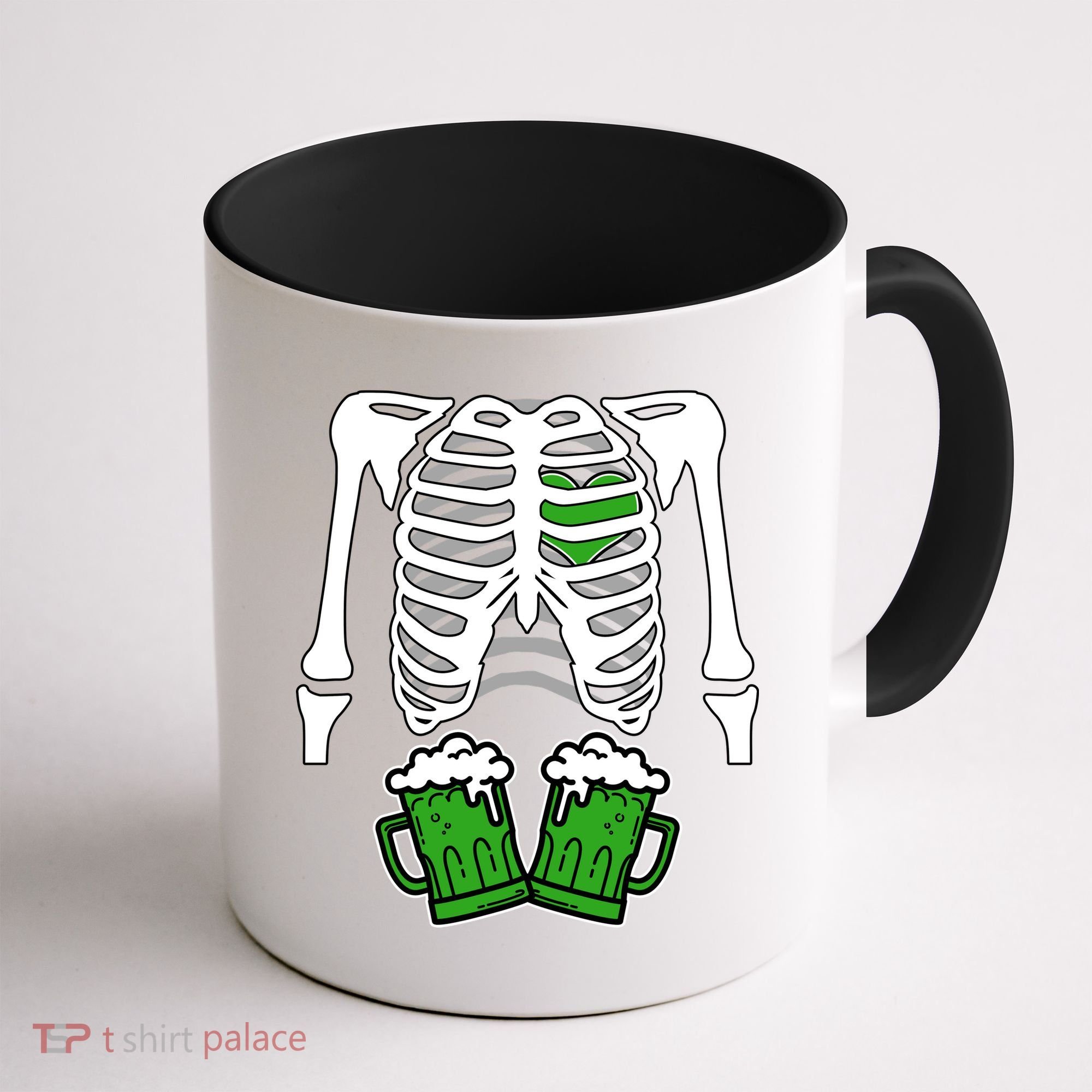 St. Patrick's Day Beer Rib Cage Skeleton Coffee Mug