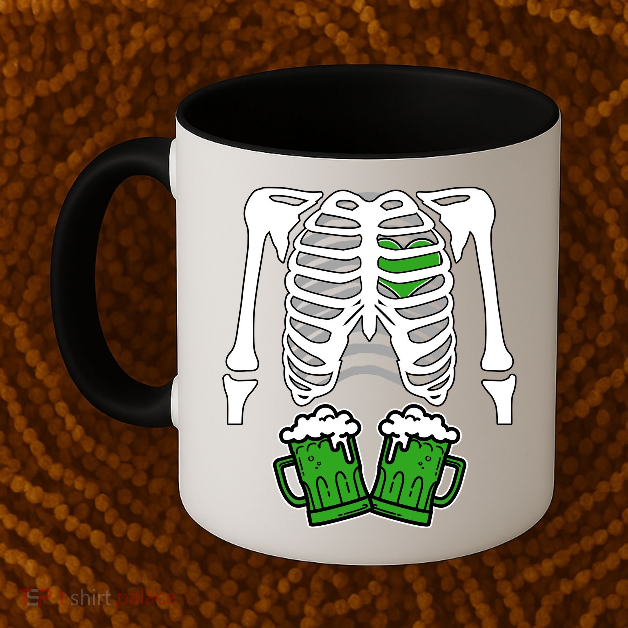 St. Patrick's Day Beer Rib Cage Skeleton Coffee Mug