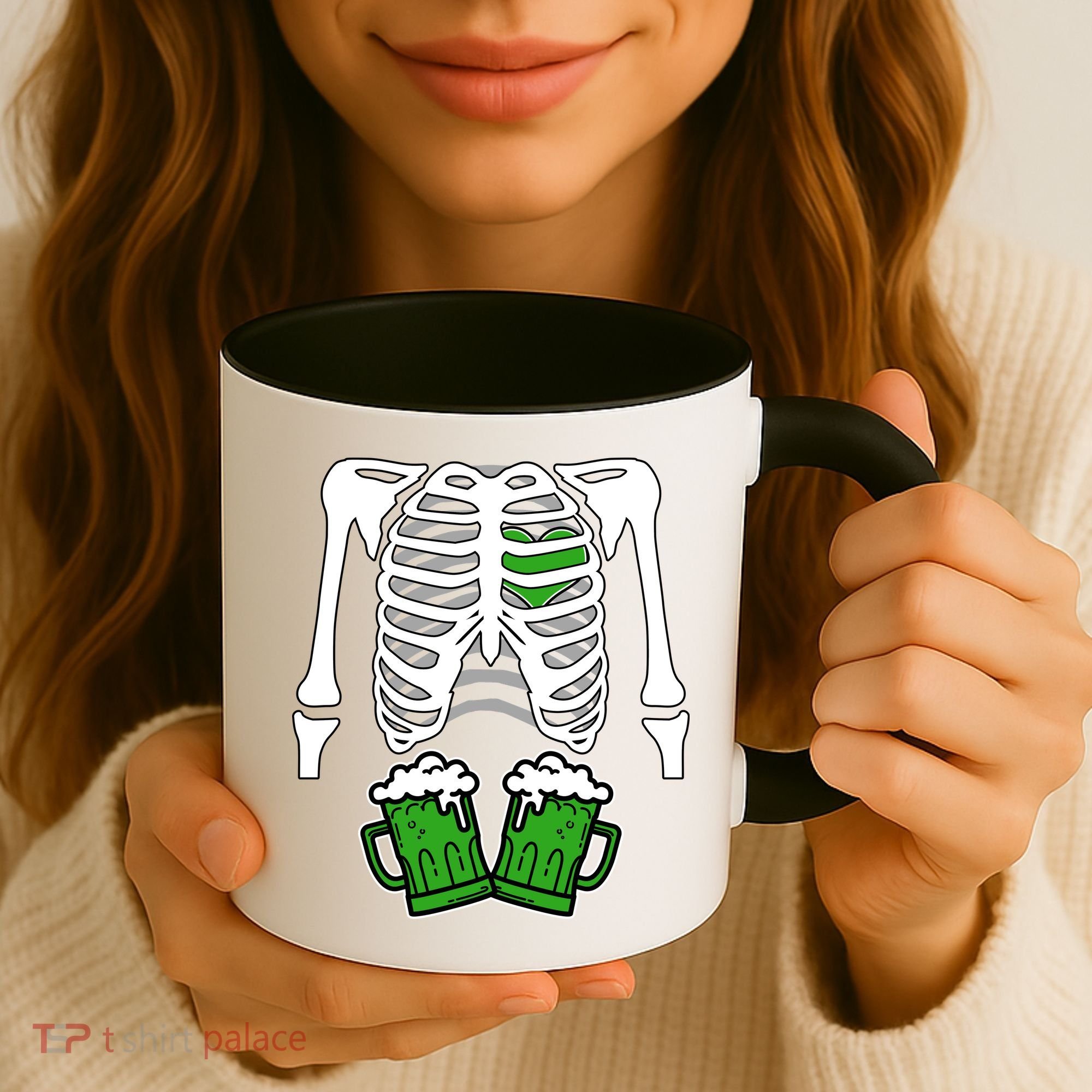 St. Patrick's Day Beer Rib Cage Skeleton Coffee Mug