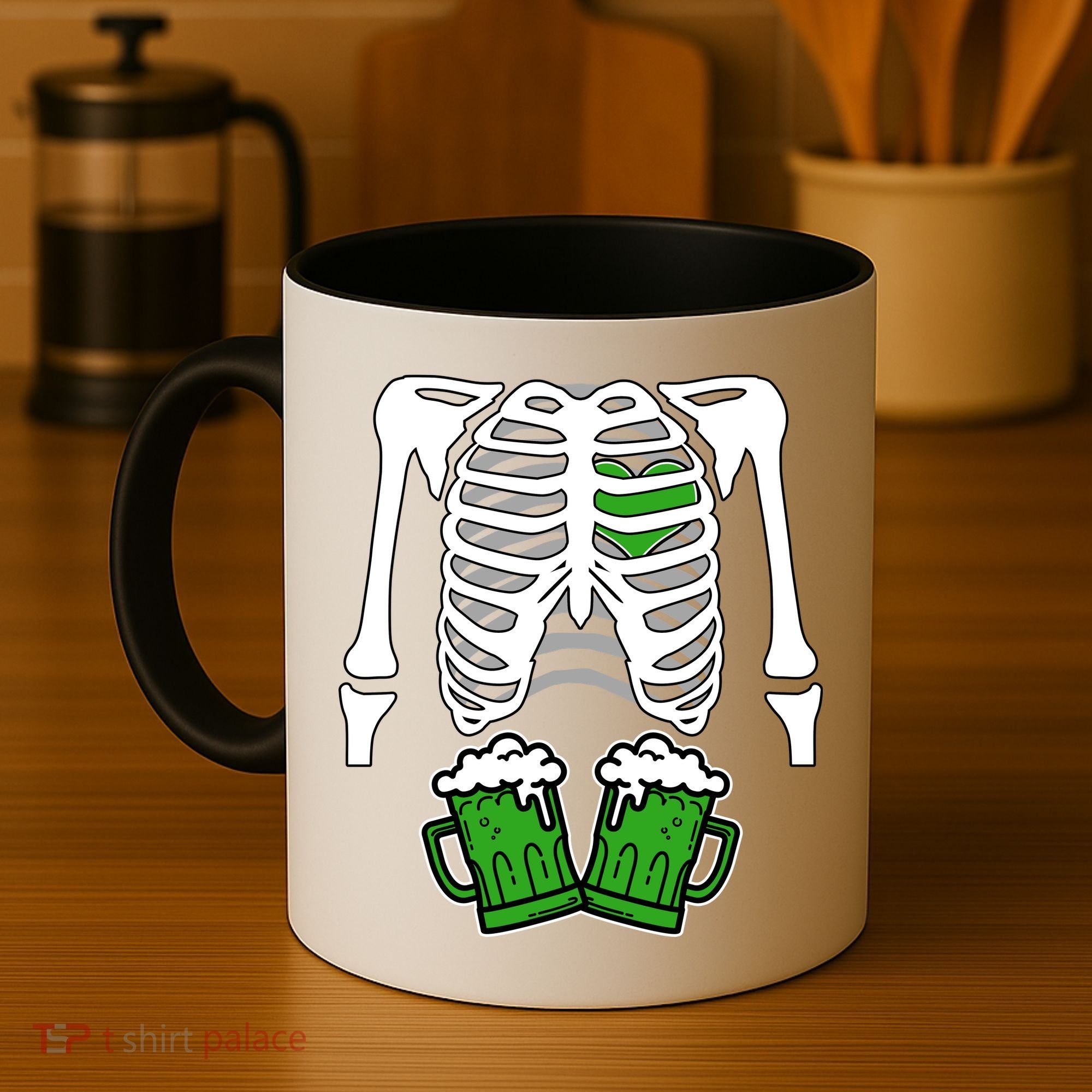 St. Patrick's Day Beer Rib Cage Skeleton Coffee Mug