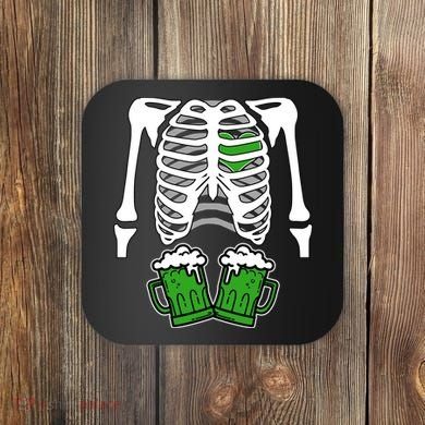 St. Patrick's Day Beer Rib Cage Skeleton Coaster