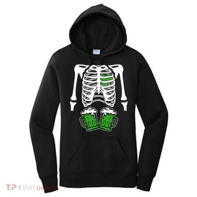 St. Patrick's Day Beer Rib Cage Skeleton Women's Hoodie