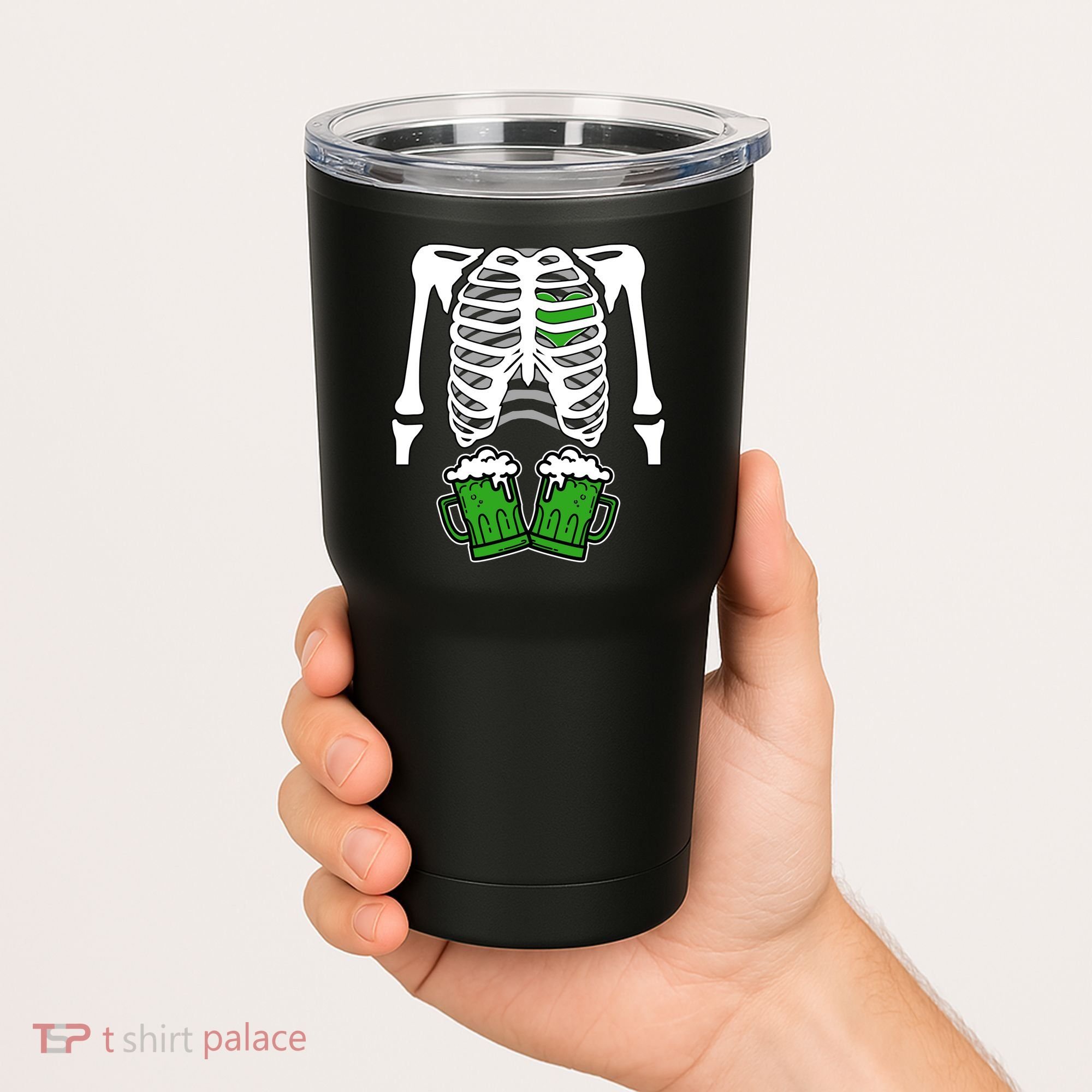 St. Patrick's Day Beer Rib Cage Skeleton Tumbler