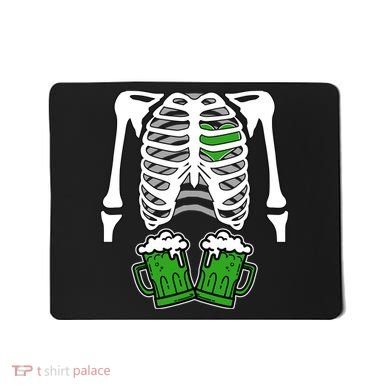 St. Patrick's Day Beer Rib Cage Skeleton Mousepad