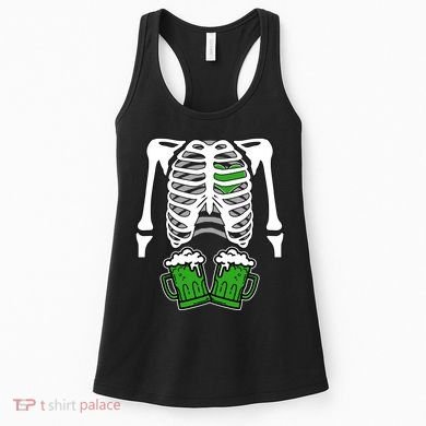 St. Patrick's Day Beer Rib Cage Skeleton Women's Tank Top