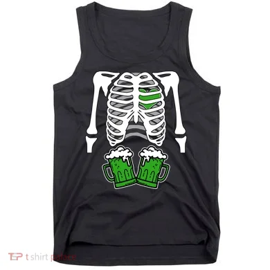 St. Patrick's Day Beer Rib Cage Skeleton Tank Top